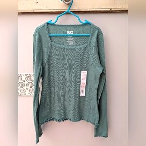 Girls SO Green Knit Top